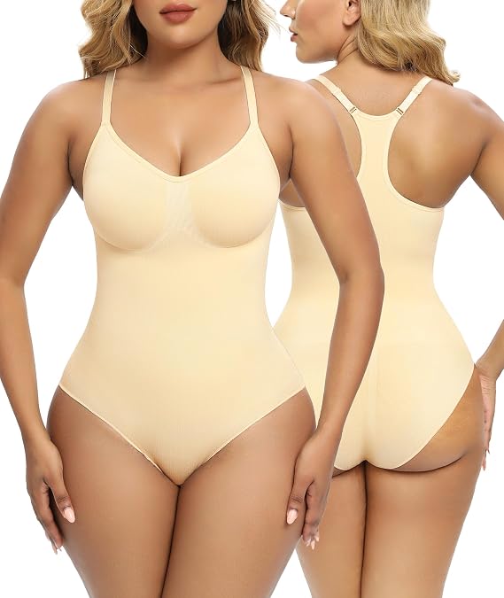 SHAPERX Bodysuit for Women Tummy Control Shapewear Racerback Seamless Body Shaper Tank Top