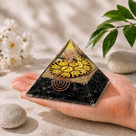 Crocon Orgone Pyramids Black Tourmaline 2-2.5" Positive Energy Healing