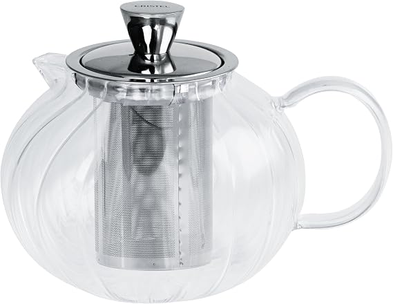 Cristel Gyokuro Collection Borosilicate Glass Teapot, 41 Ounces, With Stainless Steel Lid and Infuser