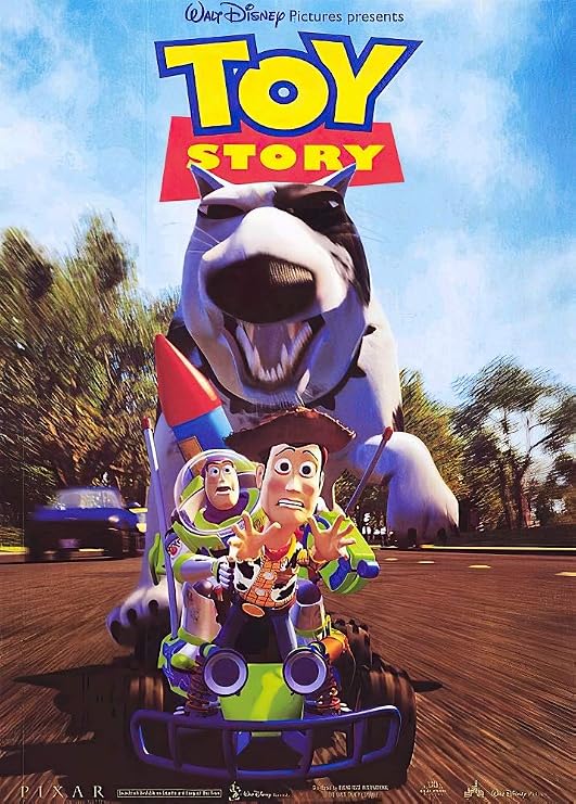 Toy Story - Pixar Movie Poster (Chase - Buzz Lightyear, Woody & Dog) (Size: 27" x 39")