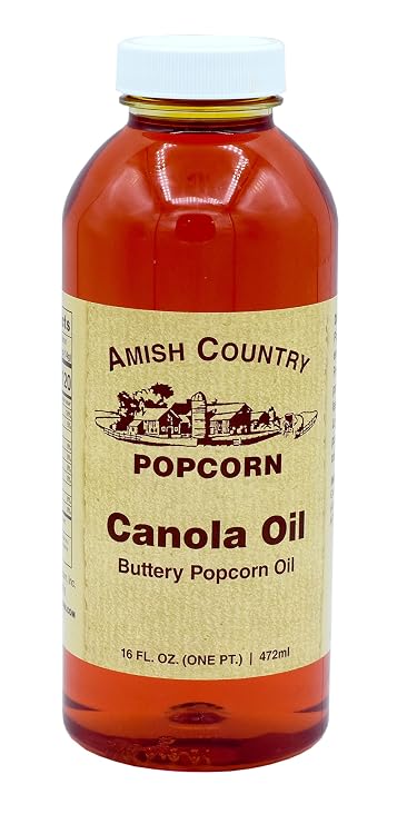 Amish Country Popcorn | Butter Flavored Canola Oil - 16 oz | Old Fashioned, Non-GMO and Gluten Free (16 oz Jar)