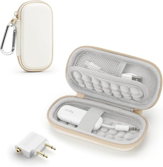 Hard Case for AirFly/Avantree Bluetooth Transmitter Receiver, with Adapter | for AirFly SE/Pro V2/Pro/Duo, Avantree Relay/1Mii, with 3.5mm Jack AUX Adapter, Airplane Travel/TV/Gym Carrying Case Bag