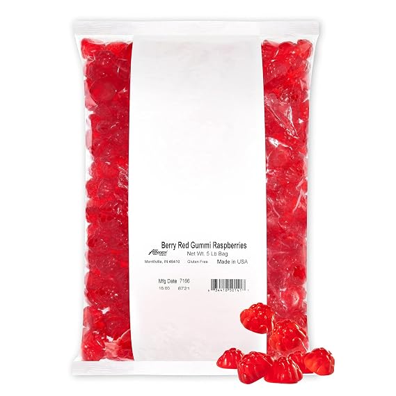 Albanese Candy, Berry Red Gummi Raspberries, 5-pound Bag