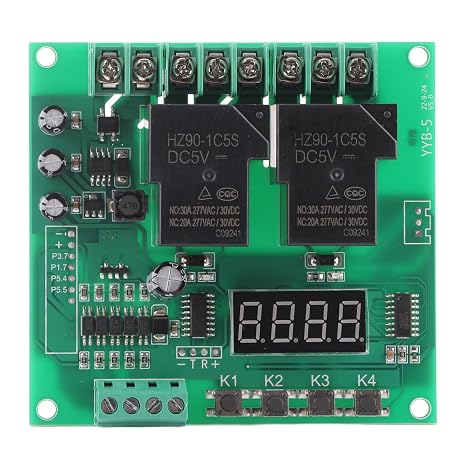 YYB-5 12V 24V Motor Forward, 0.1 Seconds to Minutes Time Adjustable Automatic Reverse Forward Relay Timer Relay/Reverse Control Board Two Relay Delay Timing Cycle Module