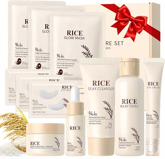 Rice Skin Care Set, 11PCS Korean Skincare Set, Improves Skin Texture