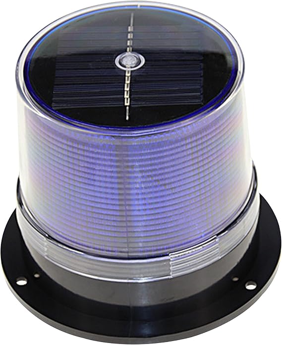 Solar Strobe Warning Light, Waterproof Cover Safety Flashing Light, with Strong Magnetic Base Ceiling Strobe Light (Blue)
