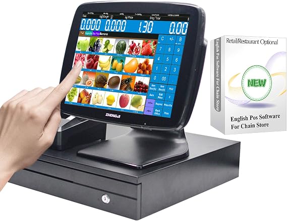 ZHONGJI A3 Touch Cash Register for Small Businesses with MSJ POS-Software+Thermal Receipts Printer+Cash Drawer