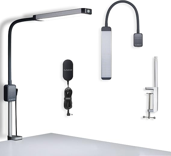 GLAMCOR Reveal Light Kit for Lash Extensions, Manicure and Pedicure, Light with Table Mount Clamp (Grey)