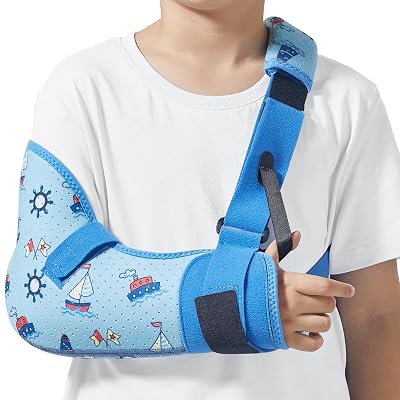Kids Arm Shoulder Sling with Waist Strap, Immobilizer Brace Support for Broken Arm, Collarbone, Elbow, Wrist Comfort Version, Right, XS,22.5-26 inch