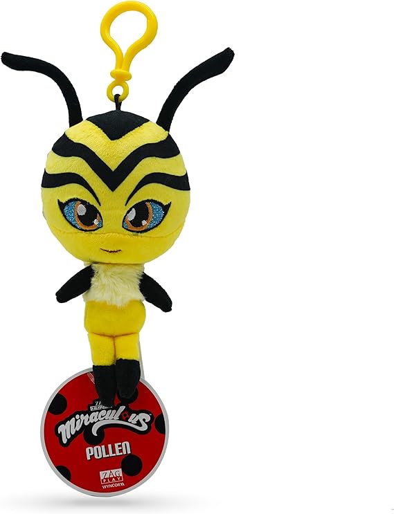 Miraculous Ladybug Kwami 5" Life Size Backpack Keychain - Bee Pollen Clip On Toy - Portable Ladybug and Cat Noir Accessories, Keychain Plush Toy - Gift Stocking Stuffer for Kids and Collectors