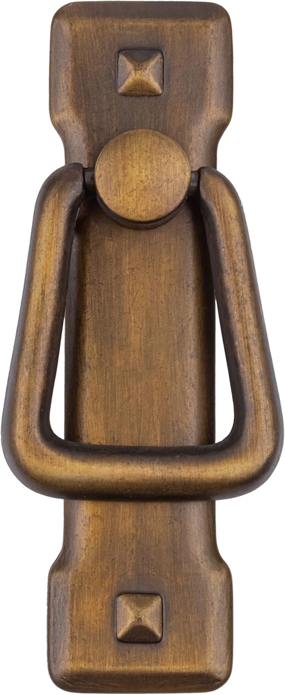 Mission Small Vertical Antique Brass Drawer Pull | Centers: 2 1/4" | Handle for Antique Cabinet Door, Dresser Drawer, Desk | Reproduction Furniture Hardware | UA-824-PSVAB (1)