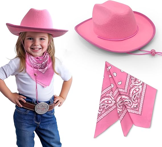 SeptCity Toddler Cowboy Hat and Blue Bandana for Age 2-5 | Baby Infant Gift for Halloween Birthday Western Parties