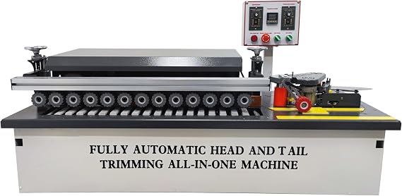 TECHTONGDA Woodworking Edge Bander Automatic Edge Banding Machine for Straight and Curved Edges, Automatic Trimming, Glue Line Cleaning Adjustable Speed 0-6m/min