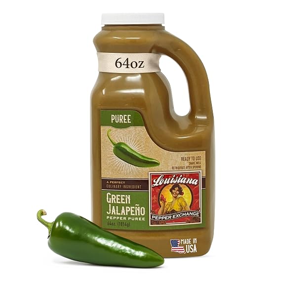 Louisiana Pepper Exchange Green Jalapeno Pepper Puree Sauce, 64 oz