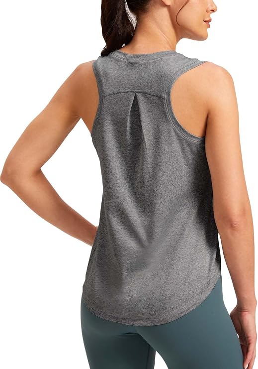 Women's Workout Tops Sleeveless Athletic Tops Running Tank Tops for Sports Exercise Heather Dark Grey S