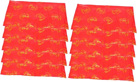 BESTOYARD Simple Wedding Table Cover 10pcs Plaid Dragon Phoenix Tablecloths Party Decorations Red