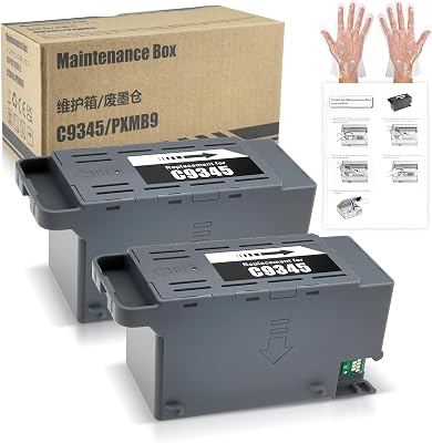 2-Pack C9345 Ink Maintenance Box Tank, Replacement for E-pson ET-8550 ET-5800 ET-16650 ET-16600 ET-5850 ET-5880 ET-8500 WF-7820 WF-7840 WF-7310 EC-C7000 ST-C8000 ST-C8090 Printer