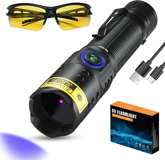 DARKBEAM UV Flashlight 365nm Filtered Ultraviolet Blacklight Flashlights10W | Powerful LED Woods Lamp Rechargeablefor Flashlight UV for AC Leak, Resin Curing, Cat/Dog Urine, Blood Tracking, Rocks Finder