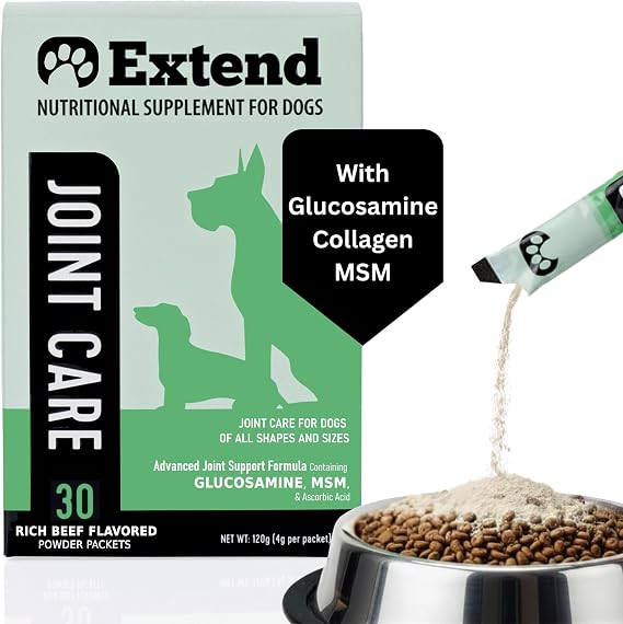 Dog Joint Supplement for Dogs All Ages Breeds & Size, Glucosamine for Dogs | With Type II Collagen, MSM, Glucosamine Chondroitin for dogs, Support Hip & Joints, Beef Flavor Vitamin Powder Supplements