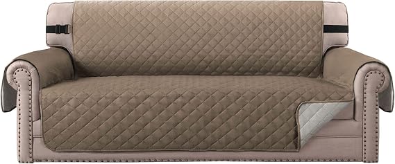 BellaHills Sofa Covers Water Resistant Sofa Cover 3 Seater Reversible Sofa Slipcovers Sofa Protectors from Cats Couch Covers with Non Slip Elastic Straps for Kids Pets (Sofa, Taupe/Beige)