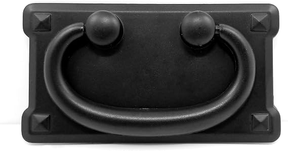 2.25" 3.0" Black Drop Bail Drawer Dresser Pulls Handles Square Back Plate Cabinet Pull Handle 57mm 76mm (Horizontal 3" Holes Center to Center)