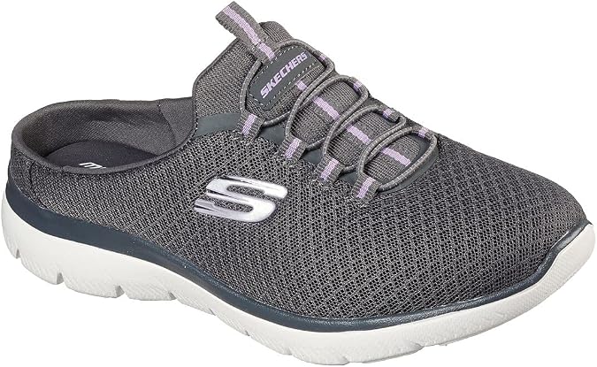 Skechers Women's Summits - Swift Step Sneaker Mule, Charcoal/Lavender, 8