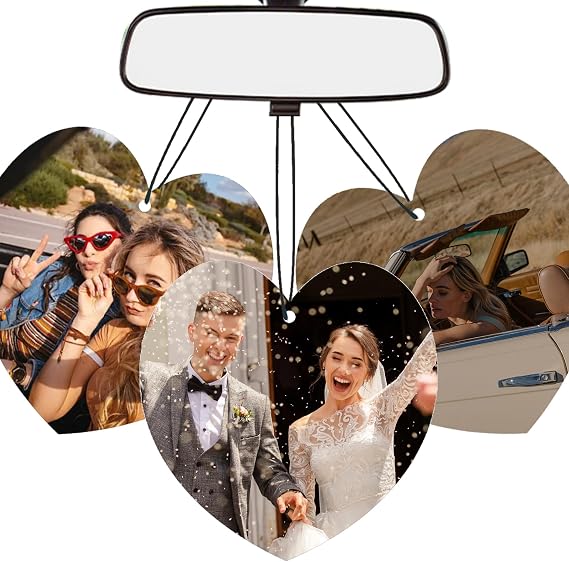 Custom Double Sided Air Freshener for Car with Photo & Text(Love)