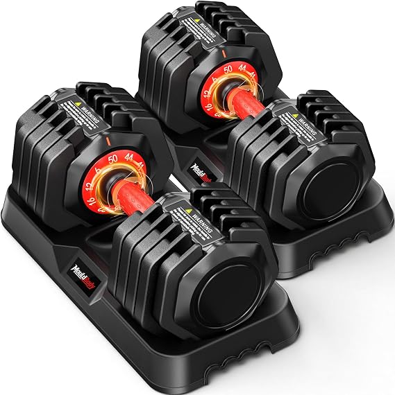 Adjustable Dumbbell Set Pair 25 lb or 50lb,10-in-1 Free Weight