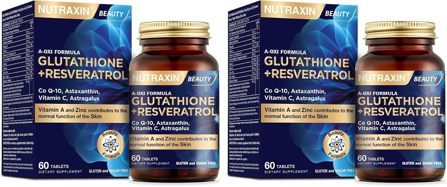 Nutraxin Plus A-Oxi Formula Glutathione + Astaxanthin 60 Tablet Takviye Edici Gıda (2 paketi)