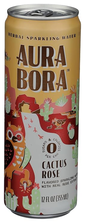 Aura Bora Herbal Sparkling Water Cactus Rose, 12 Ounce