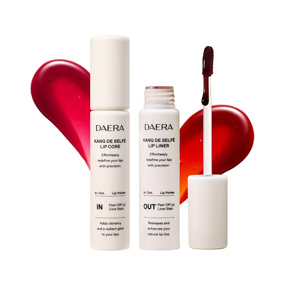 DAERA Lip Stain Peel Off Lip Liner Plumper, Long Lasting Waterproof Lip Tint Tattoo, Smudge Proof Transfer Proof Korean Lip Care, Dewy Finish Makeup for Women, Girls (Cool Cherry)