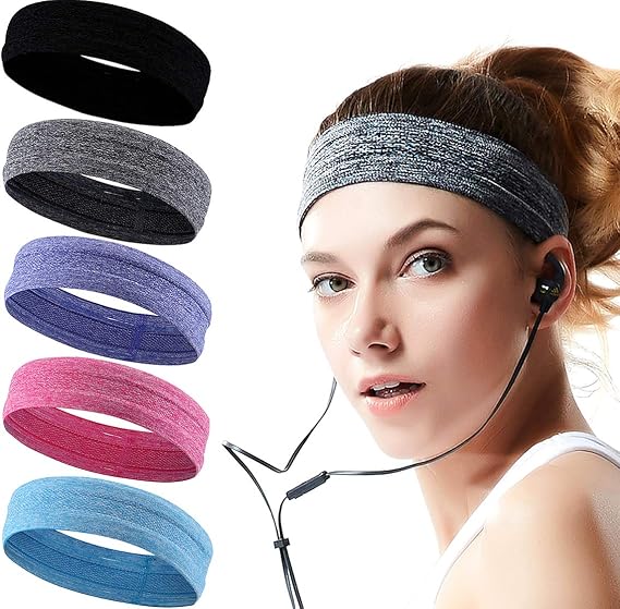 Sweat Band Headbands for Women, Sport Athletic Headband for Yoga Running Sports Travel, Non Slip Workout Headbands,Sweatband for Women Men