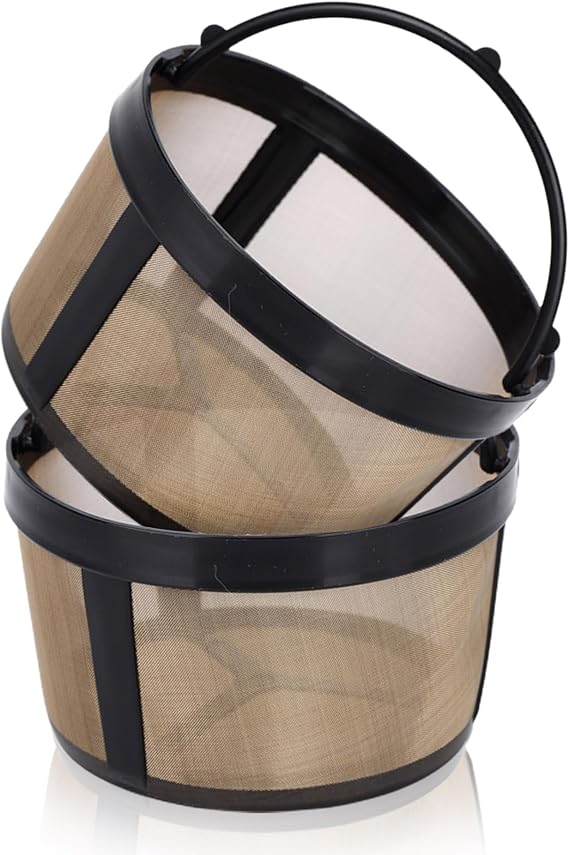 HESSION Permanent Coffee Filter 8-12 Cup Basket Fits Mr Coffee Filter Basket Gold Coffee Filter Basket 2 Pack