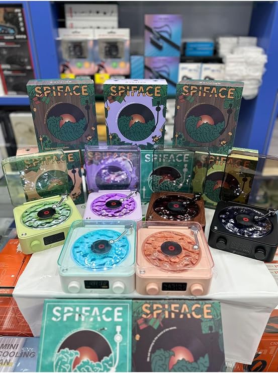 Waves Nostalji Plak Görünümlü Bluetooth Hoparlör, 3D Ses Dalgası, Retro Müzik Plak Gece Lambası, Siyah BBSP03SIYAH