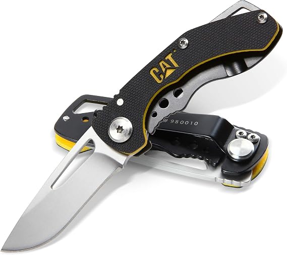 CAT DA980010 Kemer Askı Kancalı Katlanabilir 12CM Paslanmaz Çelik Kamp Çakısı