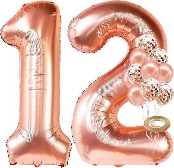 KatchOn, Rose Gold Number 12 Balloon 40 Inch, Happy Birthday Number Balloon