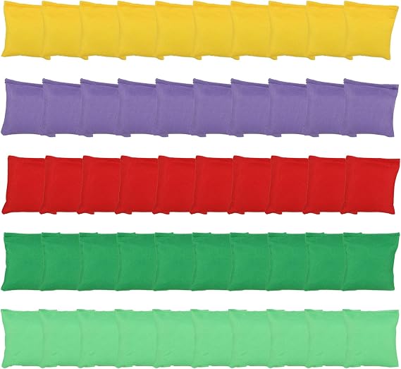 50 Pcs Small Bean Bags, Colorful Bean Bags for Throwing, Soft Beanbag Throwing for Hand Toss Party Game, Fun Sports Outdoor and PE School Events, 2.7 x 2.7 Inch