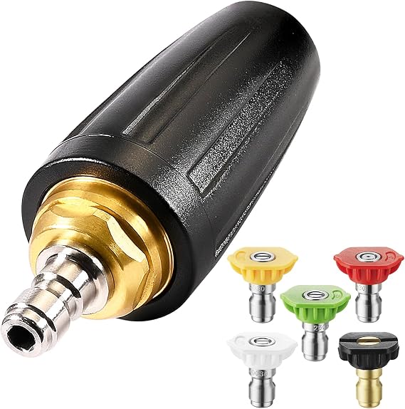 YAMATIC Pressure Washer Turbo Nozzle Tips, 360 Rotating Turbo with 5 Spray Nozzles, 3600 PSI 4.0GPM with 1/4" Quick Connector Compatible with Ryobi, Greenworks, Craftsman, Troybilt, Simpson