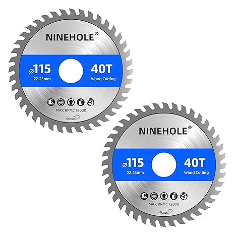 2pack 4-12Inch 40T Circular Saw Blade with 78-Inch Arbor, TCT Carbide Tipped Teeth for Cutting Wood Plastic Composite Materials Reduce Ring 58 inch