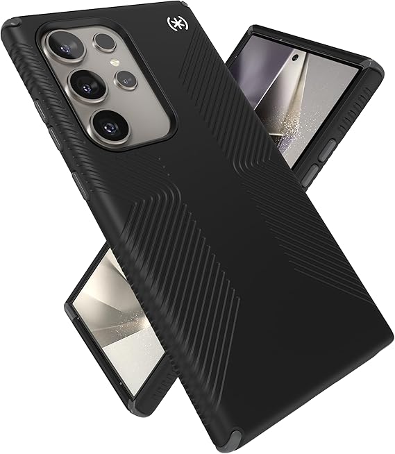 Speck Presidio 2 Grip Samsung Galaxy S24 Ultra Case - Drop & Camera Protection, Soft-Touch Secure Grip, Wireless Charging Compatible, Shock Absorbant - Black | Drop Protection