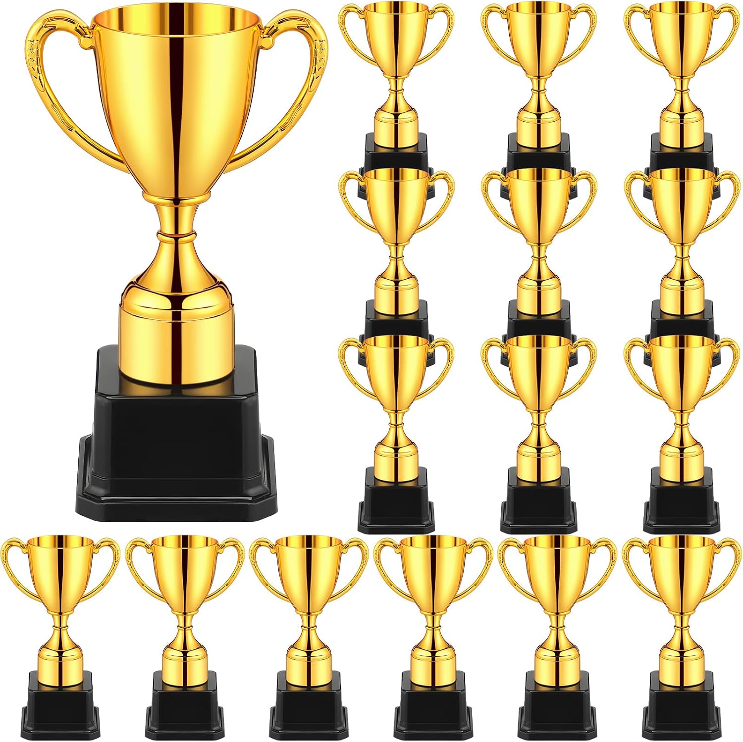 Soaoo 16 Pack 7 Inch Gold Plastic Trophy, Trophies for Awards, Classroom School Rewards Sports Tournament Participation Trophy Award Trophies for Party Favors Props Rewards Winning Prizes