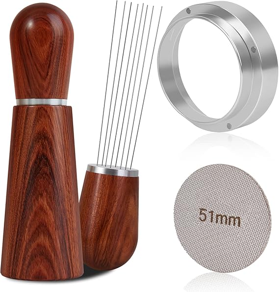 Reoszeank 51mm Espresso Accessories Kit, WDT, Dosing Funnel, Puck Screen