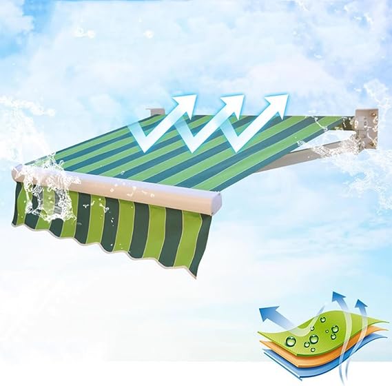 DAZULI Replacement Awning Fabric Retractable Awning Patio Door Window Sunshade Shelter Canvas Polyester Canopy Cover with Uv Protection for Yard, Deck, Balcony(Size:6.6x5ft,Color:Green Stripes)