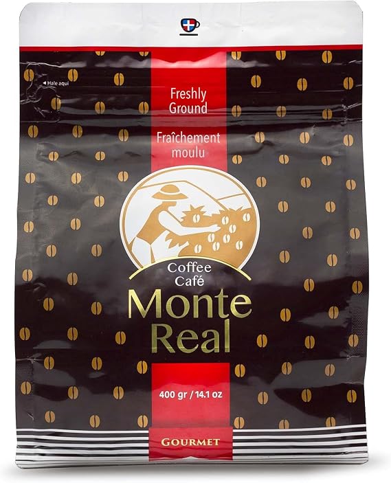 Monte Real - Arabica Gourmet Coffee, Flavored Ground Coffee, Fresh Roasted Coffee Grounds, Medium Dark Roast, Cacao Flavor, 400 Grams
