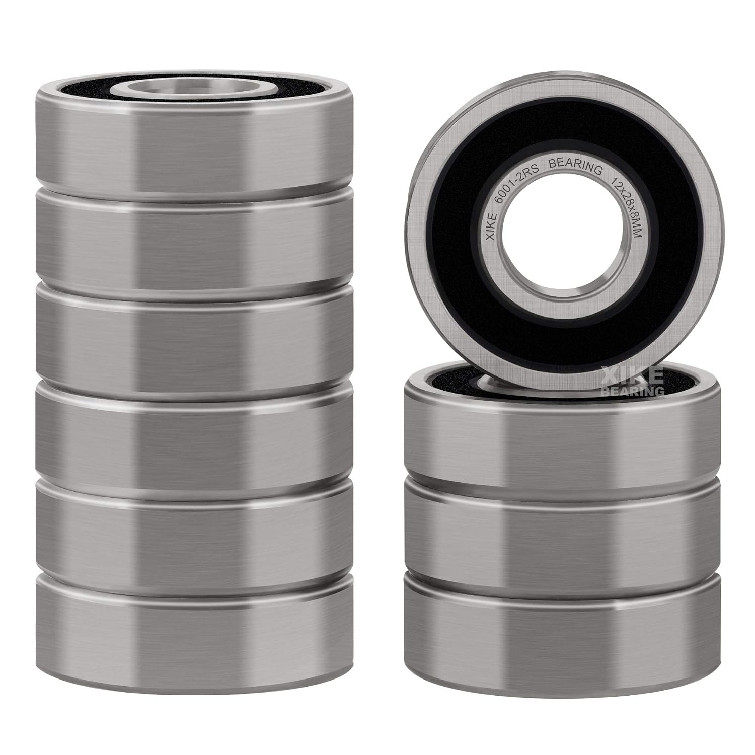 XiKe 10 Pcs 6000-2RS Double Rubber Seal Bearings 10x26x8mm, Pre-Lubricated and Stable Performance and Cost Effective, Deep Groove Ball Bearings.