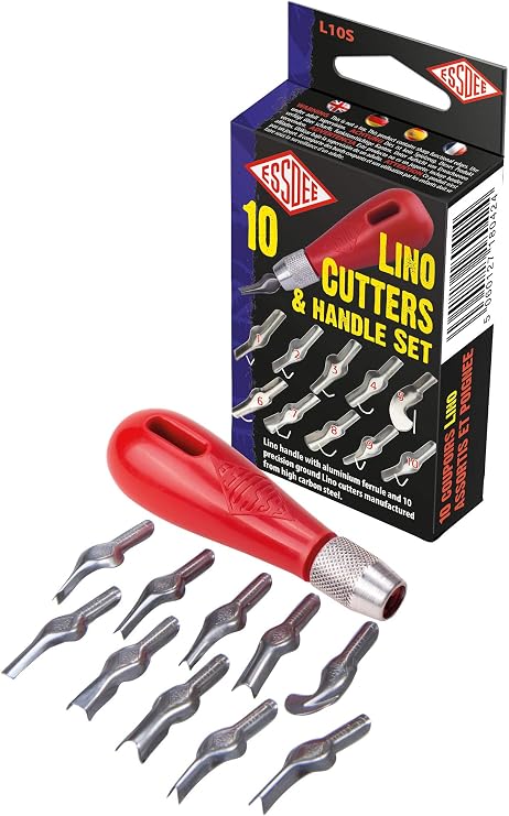 Essdee Ten Lino Cutters and Handle Set (Lino Cutter Styles 1 to 10)