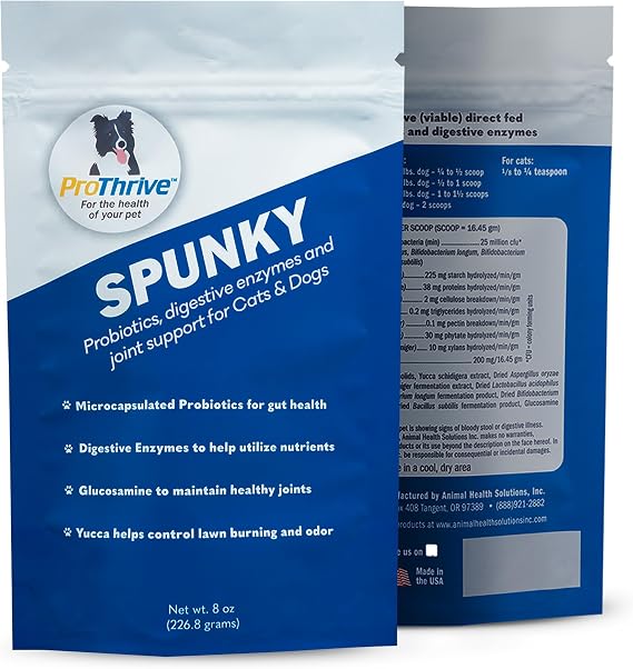 PROTHRIVE Spunky Digestive Supplement - Probiotics, Digestive Enzymes, Joint Support for Cats and Dogs | Pet Probiotics for Dogs and Cats - 8oz