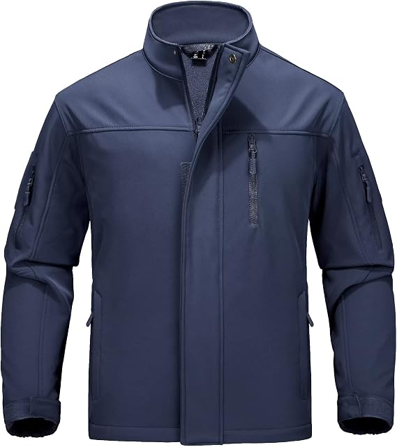 MAGCOMSEN Men's Tactical Jacket Water Resistant 6 Pockets Softshell Fleece Lining Hiking Winter Jacket Windbreaker Outwear