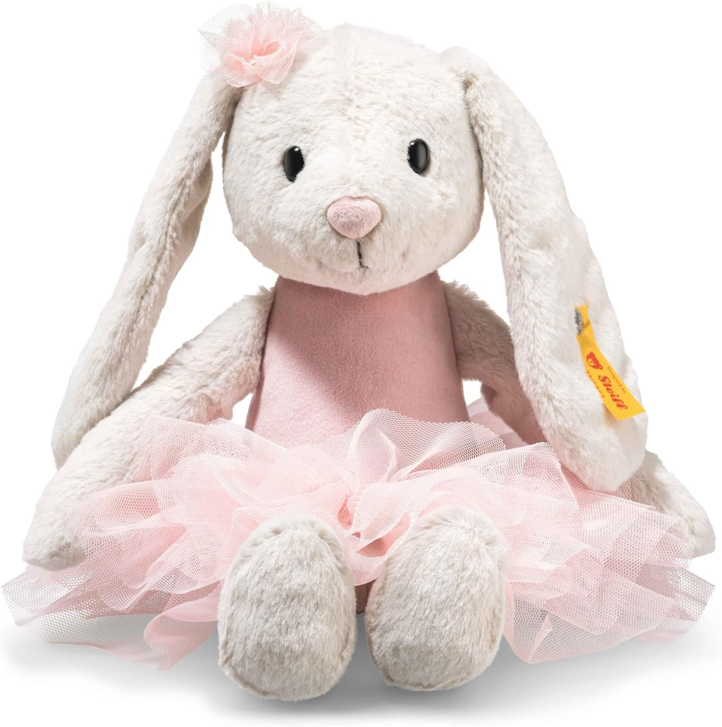 Steiff Hoppie Ballet Bunny Rabbit Plush Stuffed Animal Toy Friend, Pink, 12"