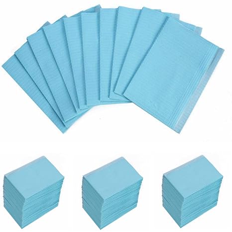 13" x 18" Dental Bibs Disposable Pack of 125,Soft and Waterproof Dentist Bibs for Dental Tray Covers,Tattoo Bib Sheet and Nail Table Cover Supplies (Blue)